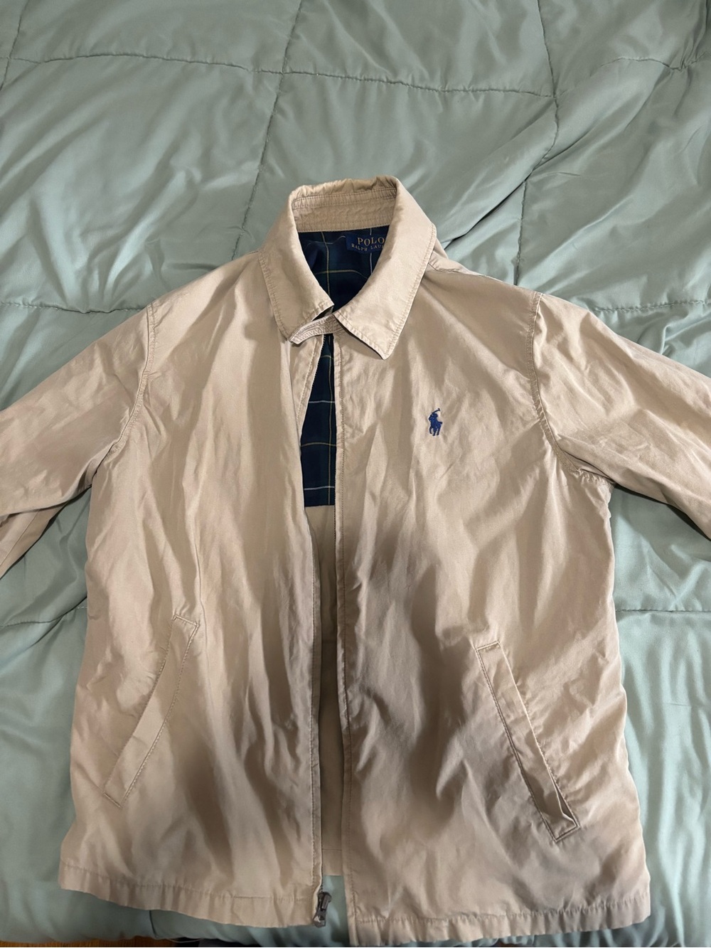 Polo by Ralph Lauren Beige Lightweight Harrington Jacket with Navy Pony
